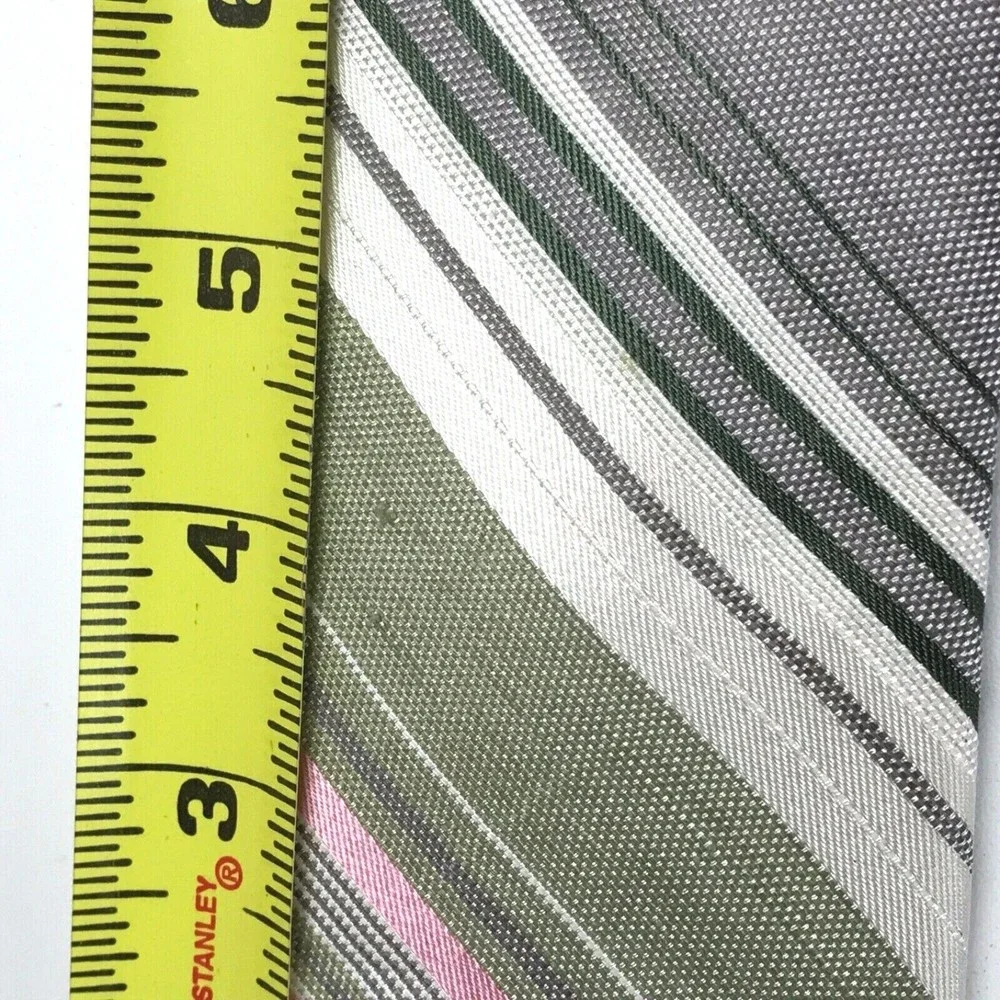 Ted Baker London Tie Men's Gray Khaki Pink Striped Paisley Pin Up Necktie 60